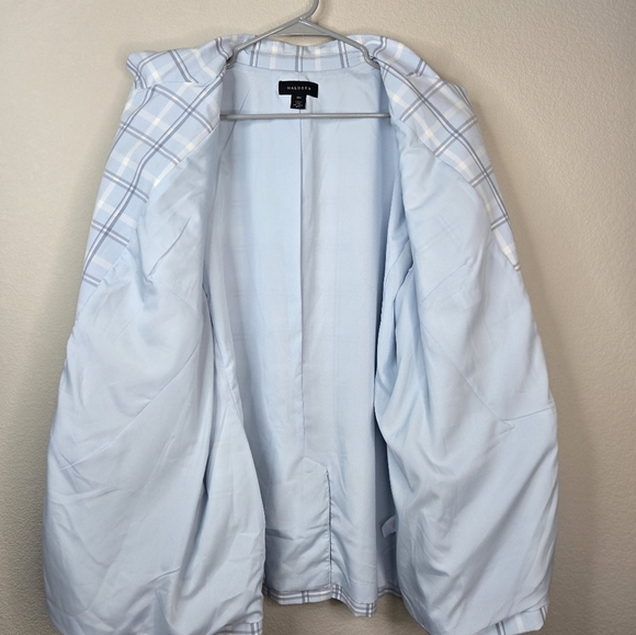 Halogen Womens Blazer Sz 22W Ligh Blue & Gray Window Pane One Button Lined - Picture 11 of 11